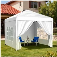 Huracan Faltpavillon Gartenpavillon 3x3m mit 4 abnehmbaren Seitenwänden, mit 4 Seitenteilen, PU1500mm wasserdicht, 3-fach höhenverstellbar Pop Up Pavillon
