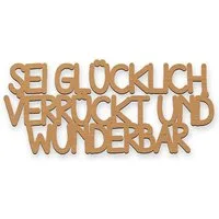 Namofactur Wanddekoobjekt Sei glücklich Schriftzug aus MDF Holz I Geschenke Familie