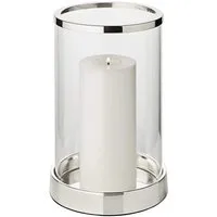 EDZARD Windlicht Sanremo, Kerzenhalter aus Glas, versilbert mit Anlaufschutz, H 26 cm