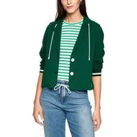 Marc Cain Kurzblazer City Vibing Premium Damenmode sportiver Blazer mit Ringeldetails