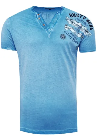 V-Ausschnitt T-Shirt mit Seitenprint