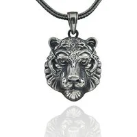 NAHLE Kette mit Anhänger Silber Tiger mit Silber Fuchsschwanz Kette 55cm 65cm (2-tlg., inkl. Schmuckbox), 925 Silber Fuchsschwanzkette 55cm oder 65cm Länge auswählbar