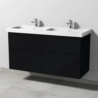Sanipa 3way Waschtischunterbau zu Geberit iCon Light Waschtisch mit 4 Auszügen, Schwarz-Matt SF57708