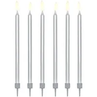 partydeco Geburtstagskerze, Geburtstagskerzen mit Halter 12.5cm silber 12er Set