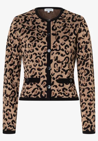 MORE & MORE - Cardigan mit Leomuster beige - Gr. - 40