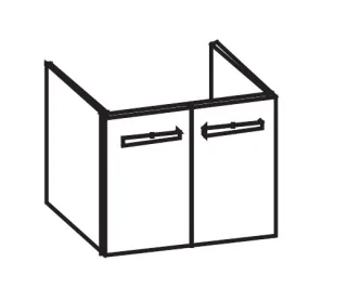 Artiqua 414 Waschtischunterschrank für Venticello 412465, 412466, 412467 Stahlgrau, 414-WU2T-V121-71 414-WU2T-V121-7142-88
