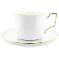 Almina Tasse Kaffeetassen-Set 200 ml 12 Tlg. aus Porzellan mit Goldumrandung, 12-tlg.