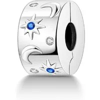 PANDACHARMS Bead Mond und Sterne Clip Charm für Charm Armband, 925er Silber, Zirkonia