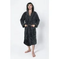 OTTO home Unisex-Bademantel Lillou, ideal für Sauna & Spa, Hotelbademantel, Morgenmantel, Langform, Microfaser, Kapuze, Gürtel, kuschelig weicher Fleece, plüsch, für Damen und Herren, XS-3XL