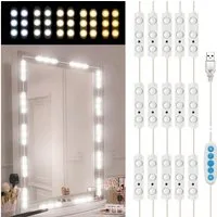 TUWENA LED-Lichtspiegel 5M Spiegelleuchte mit 45 Leds, 5 Farben Dimmbar Spiegel Beleuchtung, Make Up Licht, Schminktisch Beleuchtung, LED Schminkspiegel Kit