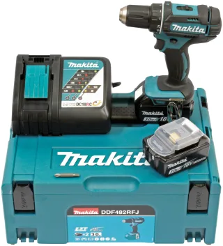 Makita Akku-Bohrschrauber "DDF482RFJ" inkl. 2 Akkus 18V/3Ah, Ladegerät und Koffer