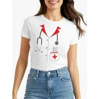MoonWorks Print-Shirt Damen T-Shirt Krankenschwester Ärztin Arzthelferin Fasching Karneval mit Print