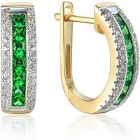 Stella-Jewellery Paar Ohrhänger 585er Gelbgold Ohrringe synth. Smaragd 1,03 ct. (inkl. Etui)