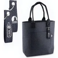 Tanndesign Einkaufsshopper Damen-Shopper Filz Grau aus recyceltem PET (21L) + Schlüsselanhänger, 21 l