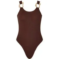 Moda Minx Badeanzug SCRUNCH Irregular Hoop Swimsuit (1-St) mit edlen Schmuckelementen an den Trägern