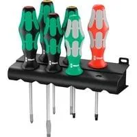 334/368/6 Schraubendrehersatz Kraftform Plus + Rack schwarz/grün, 6-teilig, mit Lasertip