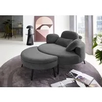 OTTO home Loveseat Riko Sessel, B: 110 cm, Sitzhöhe: 44 cm, XXL- Sessel, mit Stauraumhocker, Rückenstütze & 4 Zierkissen