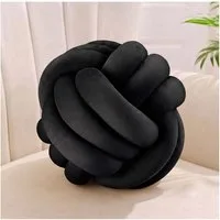 relaxdays Dekokissen Knotenkissen, schwarz