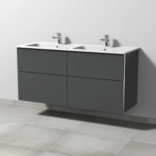 Sanipa 3way Waschtischunterbau zu Duravit ME by Starck Waschtisch mit 4 Auszügen, Anthrazit-Matt BR72822