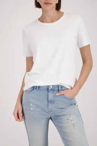 monari - T-Shirt mit Strickkragen - Gr. - 42