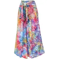 Guru-Shop Relaxhose Palazzohose mit breitem Bund, Wachsbatik.. alternative Bekleidung