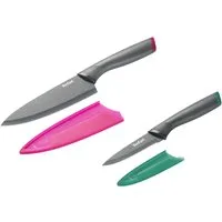 Tefal Messer-Set Fresh Kitchen (Set, 4-tlg), 2-tlg, Klingen aus rostfreiem Stahl, Titan-Versiegelung, Klingenschutz