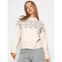 SASSYCLASSY Strickpullover Norweger Pullover für Damen Weicher Strickpullover mit Rundhalsausschnitt in geradem Schnitt