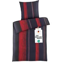 Carpe Sonno Bettwäsche Seersucker 135 x 200 Mikrofaser Sommer Bettwäsche Bügelfrei Leicht, Soft-Seersucker, 2 teilig, Polyester Bettbezug kühlend & OEKO-TEX Rot Schwarz 135x200