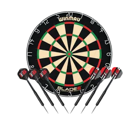 Winmau Blade 6 Dartboard Set mit 2 Sets Winmau Steeldarts