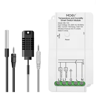 MS-103 Tuya WiFi Smart Temperature Humidity Switch Module Sensor Dual Relay Output Smart Life App Wireless Controller Wo