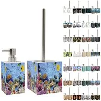 Sanilo Badaccessoire-Set mit Motiv, viele schöne Seifenspender und WC Bürsten zur Auswahl, Klobürste mit auswechselbaren Bürstenkopf, 2 tlg., 2-tlg., Desinfektionsspender mit stabiler Pumpe, hochwertig & modern