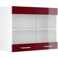 Vicco Glashängeschrank R-Line, Rot Hochglanz/Weiß, 80 cm (1-St)
