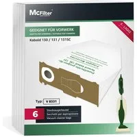 McFilter Staubsaugerbeutel (6 Stück), passend für Vorwerk Kobold VK 130, VK 131 SC, 6 St., mehrlagig, Pappdeckscheibe, inkl. Staubverschluss