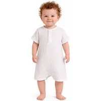 La Bortini Spieler Baby Romper Einteiler in Weiß aus Musselin sommerlich lecht (Einteiler für Neugeborene, Jungen) aus Baumwolle, 44 50 56 62 68