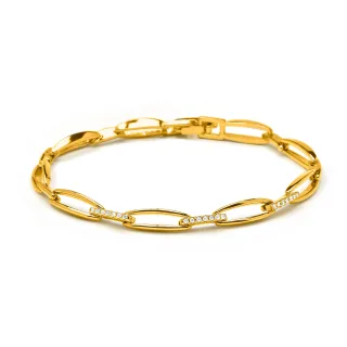 Luxenter Armband mit funkelnden Zirkonia-Steinen, 18 Karat Gelbgold-Finish – Thylo