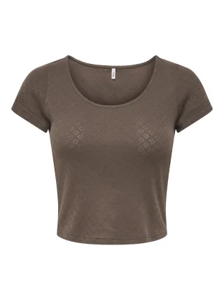 ONLY - ONLMADISON S/S U-NECK TOP BOX JRS Chocolate Martini - Gr. - XL