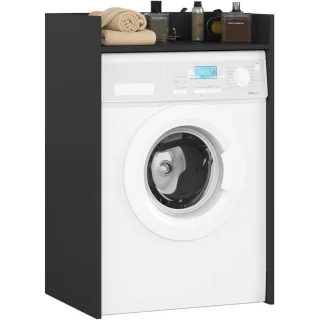 Akord Waschmaschinenschrank, Schwarz, Holzwerkstoff, Nachbildung, 1 Fächer, Rechteckig,Rechteckig, 64x98x50 cm, Waschküche, Waschmaschinenschrank