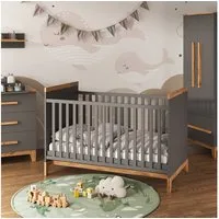VitaliSpa® Babymöbel-Set Malia, Grau/Eiche/Eiche, 4er Set, (5-tlg., 5-er Set)