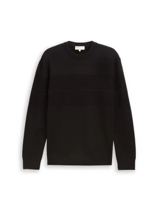 Denim Tom Tailor - Strickpullover mit Struktur black - Gr. - S