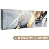 OneMillionCanvasses® Leinwandbild Panorama Abstrakt - Gold - Farbe - Ästhetik - Kunst, Fotodruck (1 St), Wandbild, Deko Schlafzimmer Wohnzimmer Flur 60x20 cm