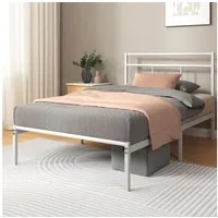 ZINUS Bettgestell Florence Square mit Kopfteil (Weiß, 90x200 cm), Doppel/Einzelbett