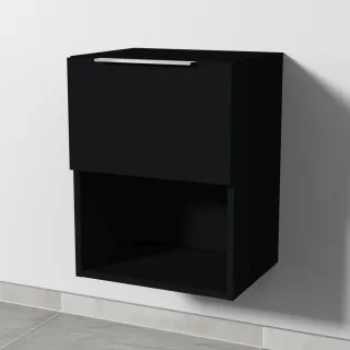 Sanipa 4balance Anbauschrank mit 1 Auszug und 1 offenem Fach, Schwarz-Matt, DG11008 DG11008