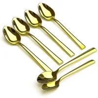 Jungengel Teelöffel Luxus Gold Serie 6-Teilig 11cm Spülmaschinenfest Titanbeschichtet (6 Stück), Hitzebeständig, Spülmaschinenkomform, Modern