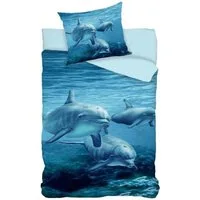 BrandMac Kinderbettwäsche Delphin Bettwäsche Set Delfin 2tlg. 135x200 cm 100% Baumwolle, 2 teilig, Langlebig