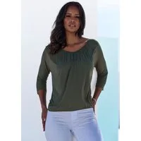 LASCANA 3/4-Arm-Shirt mit zarter Raffung am Ausschnitt aus luftigem Viskose-Stretch
