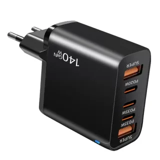 [GaN Tech] TE-PD43 5-Port USB PD Charger 2USB-A+3USB-C PD Fast Charging Wall Charger Adapter EU Plug for iPhone 17 17Pro
