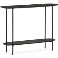 Wohnando Couchtisch Konsolentisch "Ares", dunkles Mamordekor, schwarz, 100 x 30 x 75 cm, Flurtisch, schwarz Metallbeine, Ablagetisch Flur, Wohnzimmer Sideboard