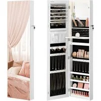 SONGMICS Schmuckschrank Schmuckorganizer Spiegelschrank wand- oder türmontiert mit beleuchtetem Innenspiegel
