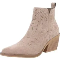 Ital-Design Perforierte Damen Ankle Boots mit bequemem Absatz Westernstiefelette (88577278) Blockabsatz Stiefeletten in Hellbraun