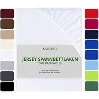 Svenson Spannbettlaken Svenson Jersey Spannbettlaken, 100% Baumwolle, Gummizug: rundum, (1 Stück), Weiß